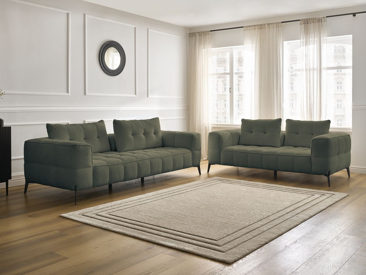 Bobochic Anis Sofa 5-Sitzer Bouclé-Stoff Grün