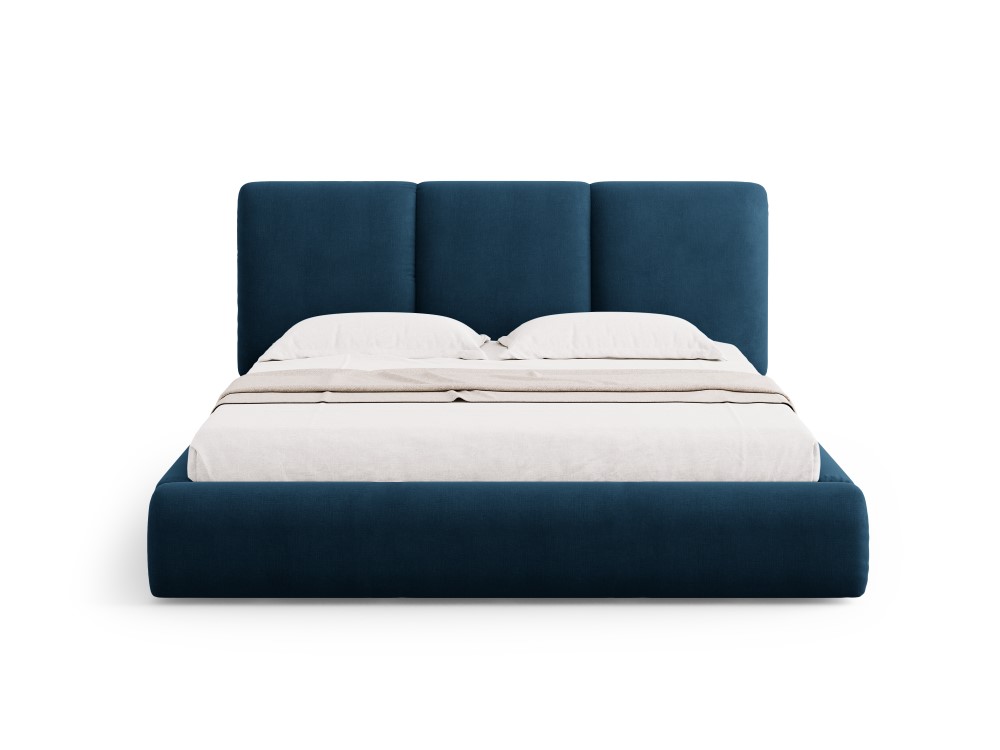 Cosmopolitan Design Stauraumbett mit Kopfteil Nicolas 180x200 Chenille Rebel Königsblau