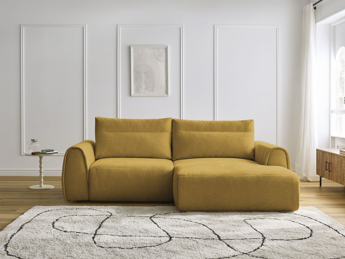 Bobochic Aden Ecksofa 246 × 152 cm Stoff Gelb Ecke rechts