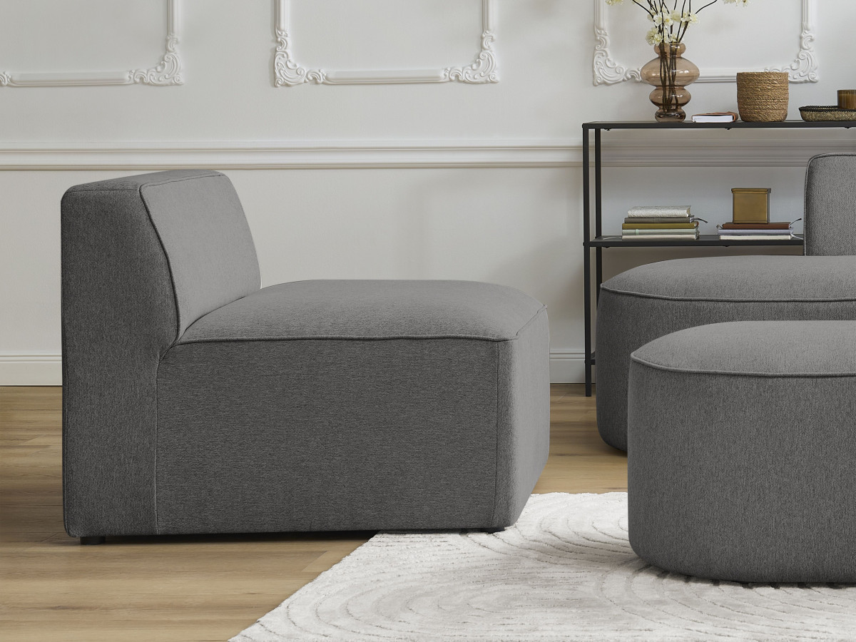Bobochic Rousseau Sofamodul 1-Sitzer Melange-Stoff Dunkelgrau
