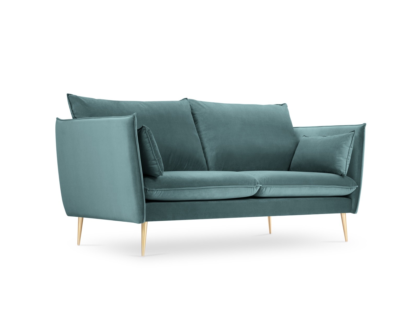 2-Sitzer Velvet Sofa Agate | Bezug Petrol | Beinfarbe Gold Metal