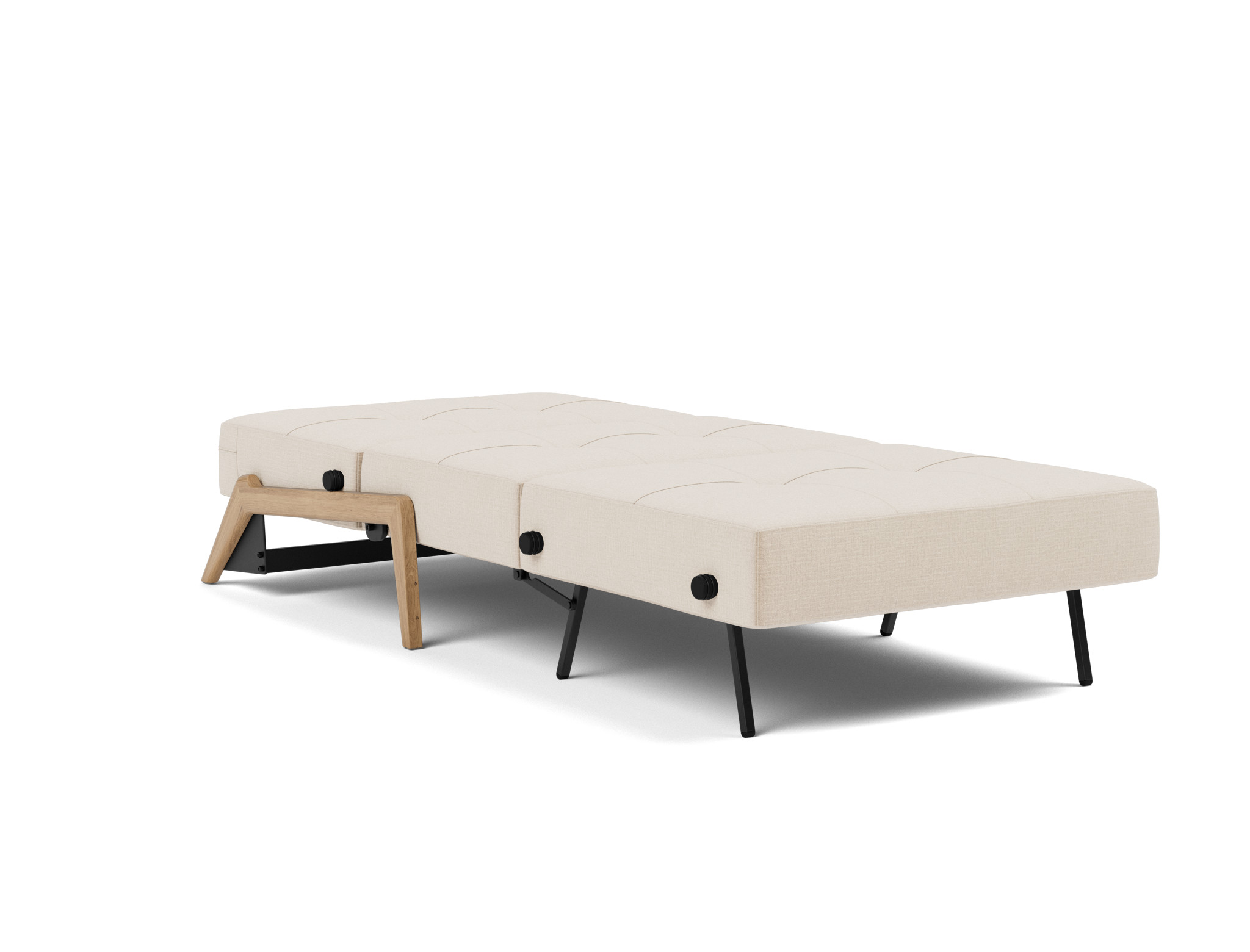 Schlafsessel Cubed 90 Chenille Esina 410-Almond-Beige Beine Eiche