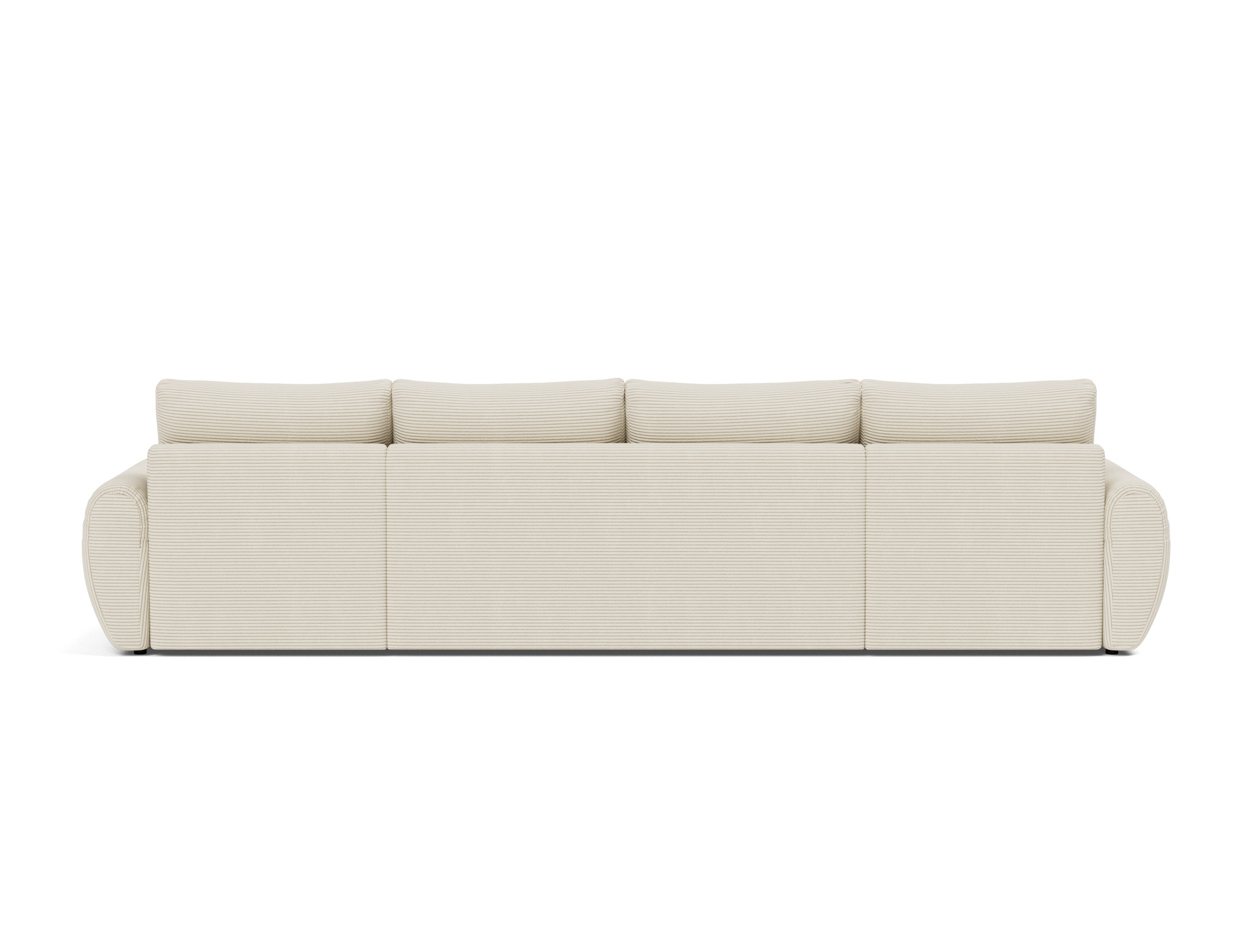 Schlafsofa Norum U-Form mit Curve-Armlehnen Kord Corduroy 594-Ivory