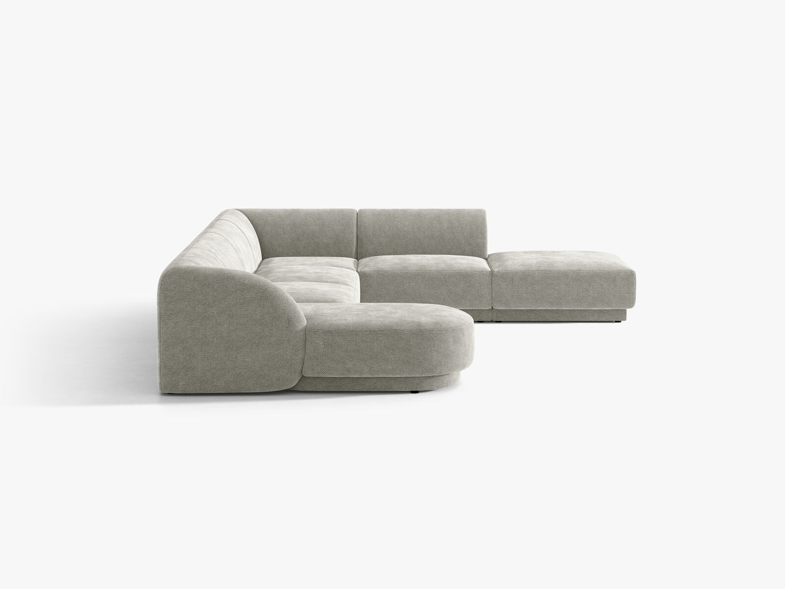 Micadoni Panorama-Ecksofa Miley 6-Sitzer Rechts Chenille Haga Hellgrau