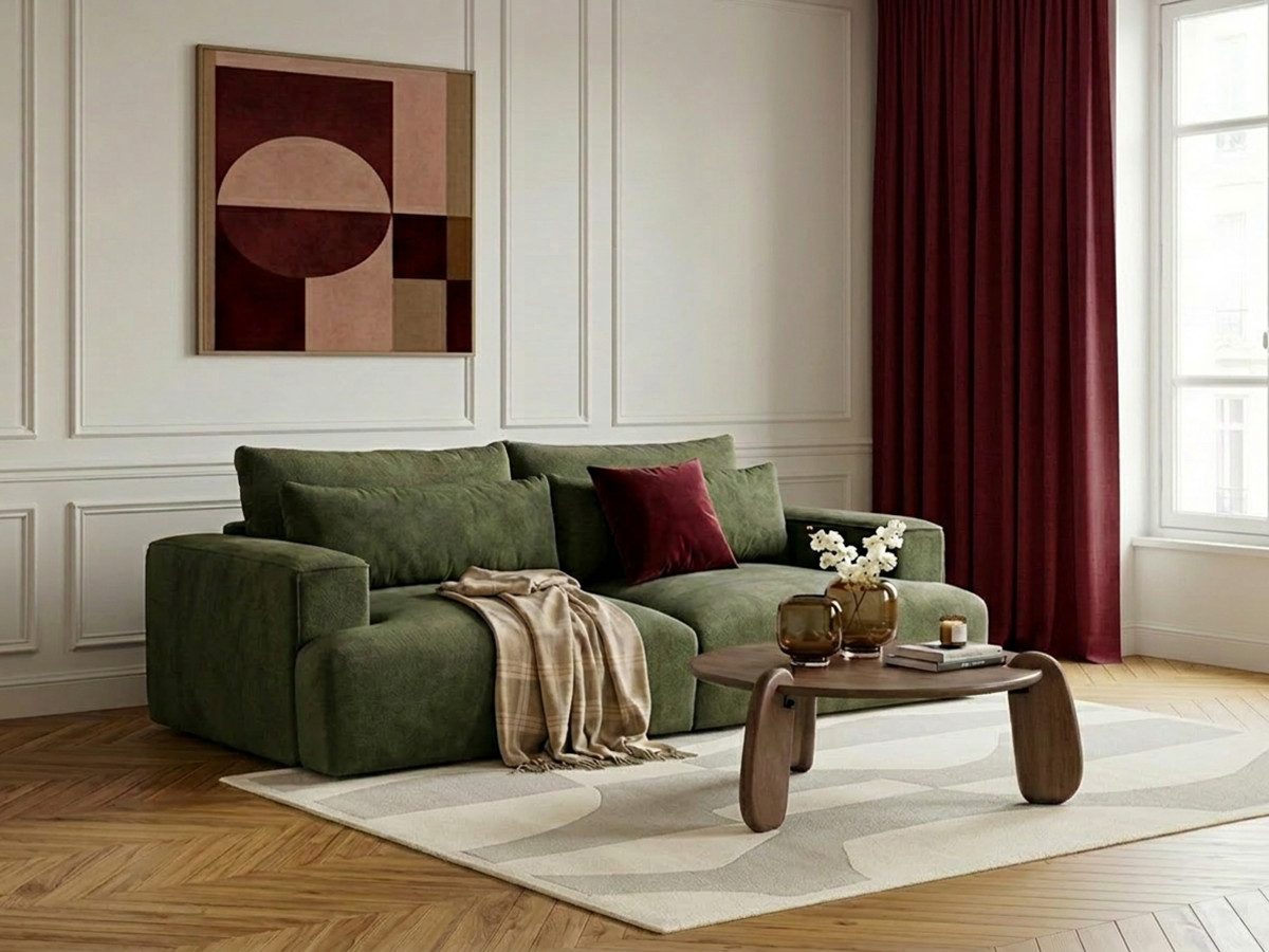 Bobochic Twiny Sofa 3-Sitzer Stoff Grün