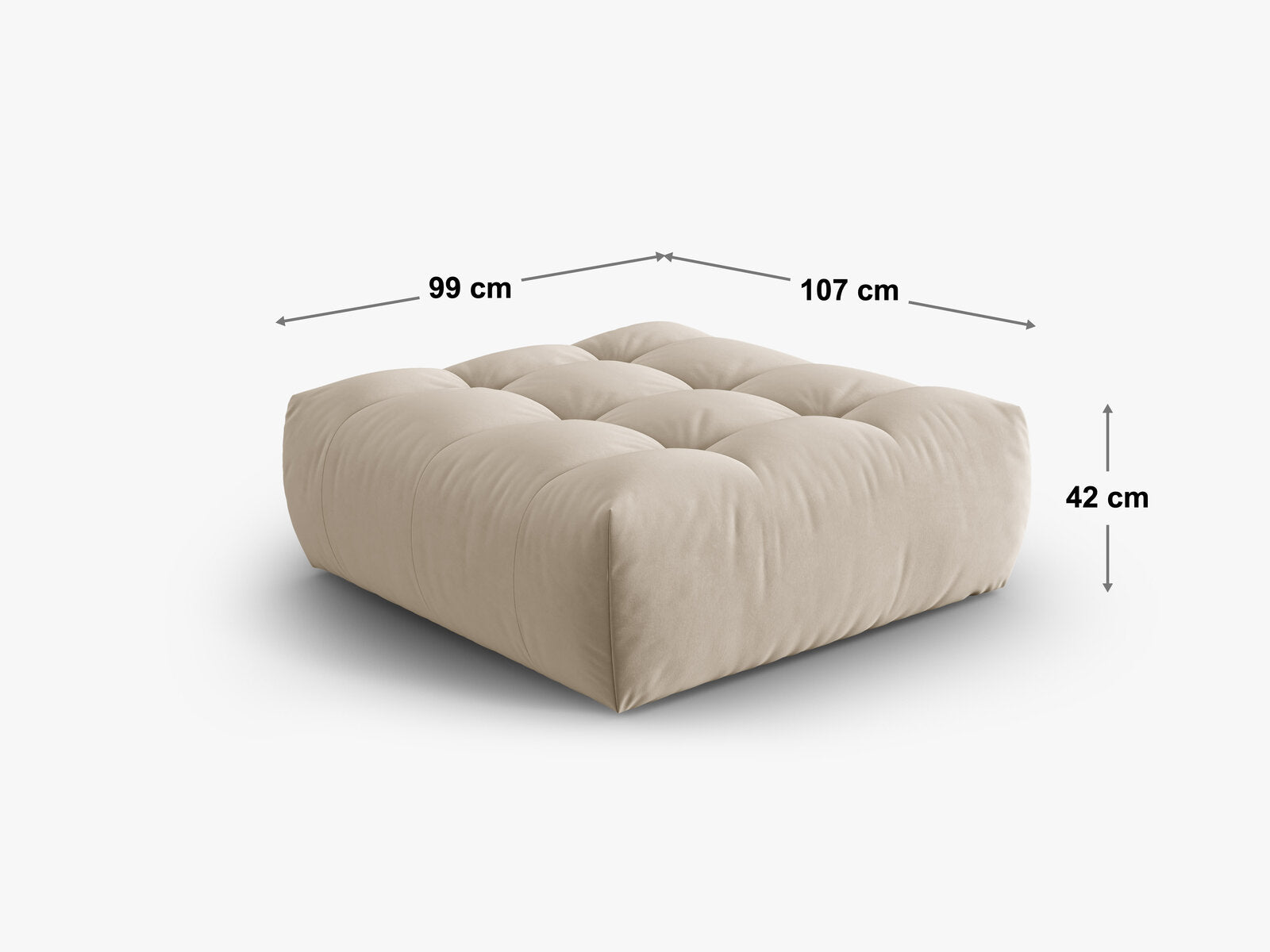 Micadoni Hocker Bloom 1-Sitzer Samt Ecru
