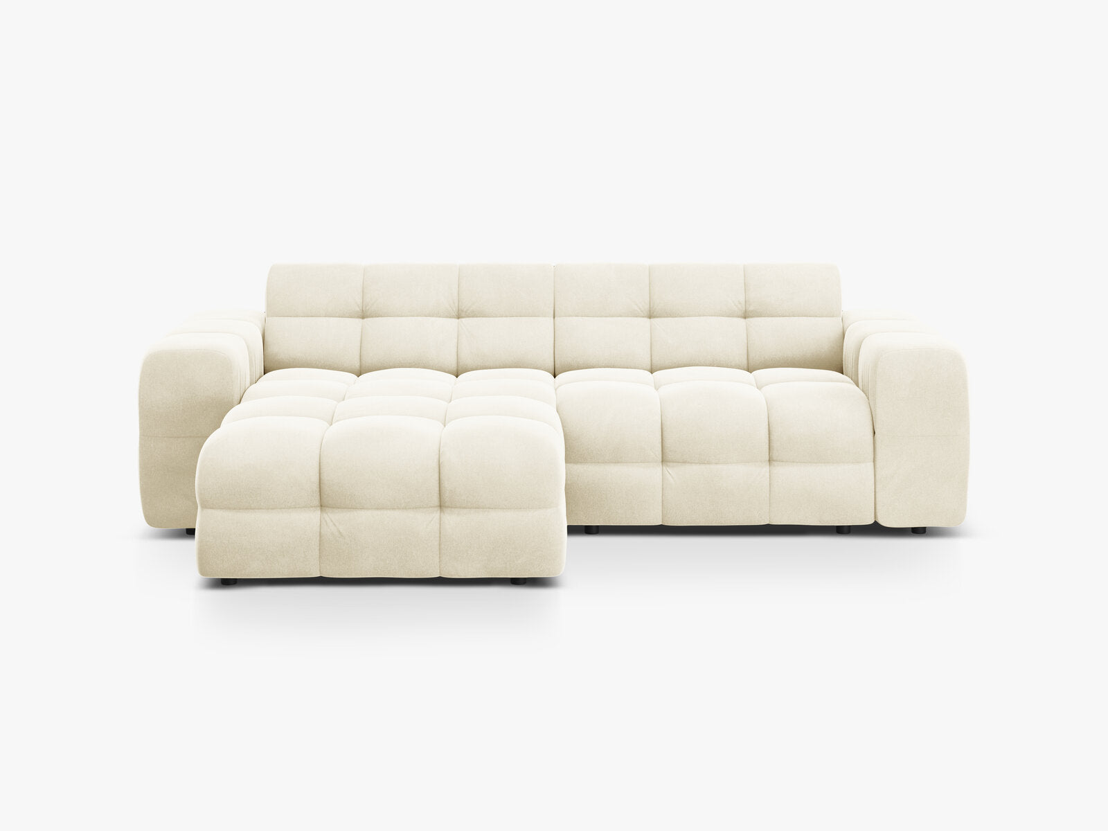 Micadoni Ecksofa Kendal 4-Sitzer Links Samt Elfenbein