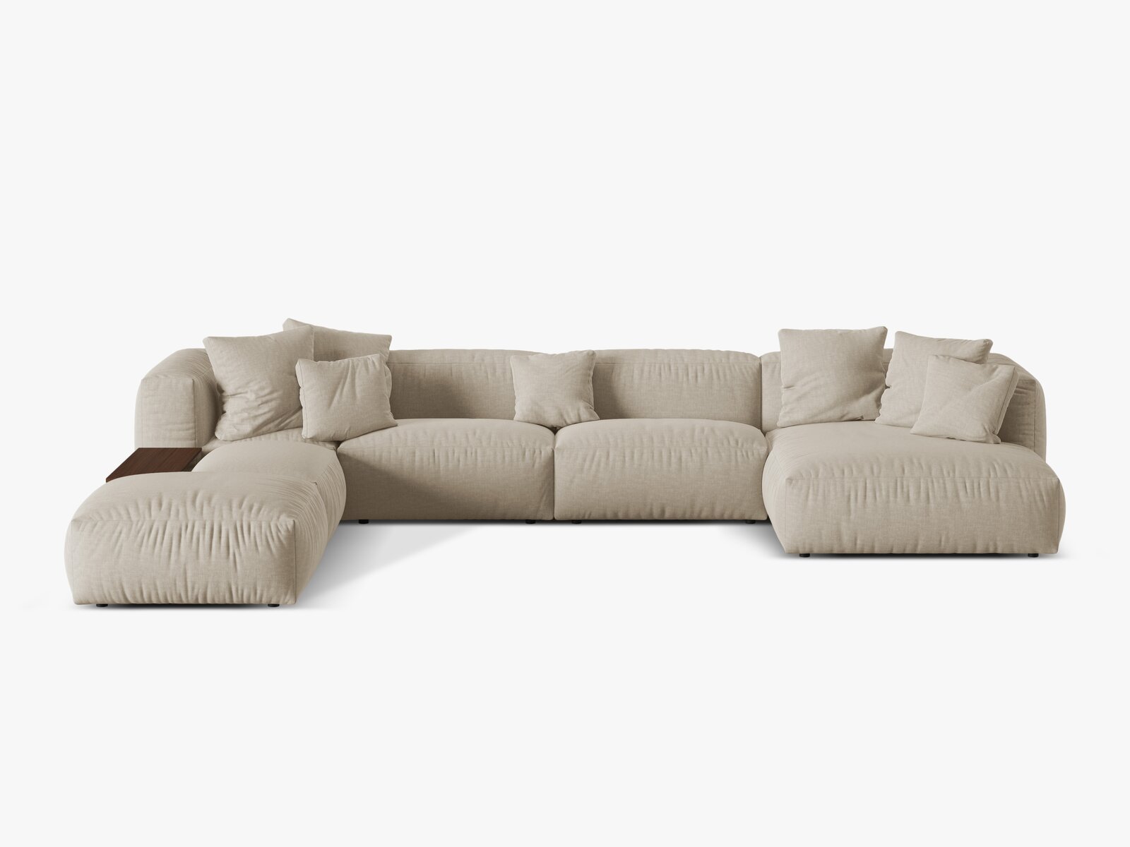 Micadoni Panorama-Ecksofa Martina 5-Sitzer Links Strukturierter Stoff Helles Beige