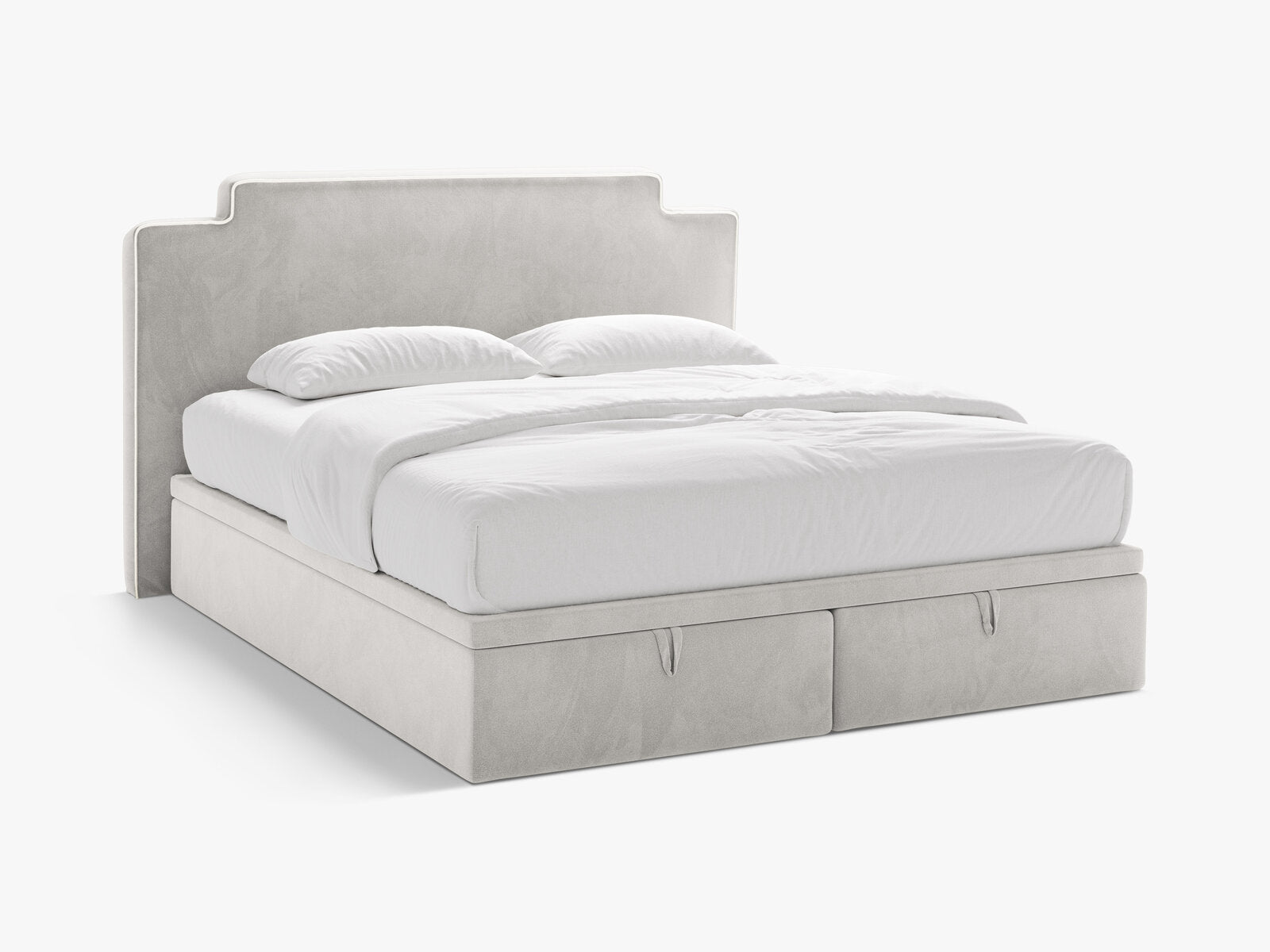 Micadoni Princess Boxspringbett mit Bettkasten und Kopfteil Samt Magic Velvet Elfenbein / Hellgrau 140x200