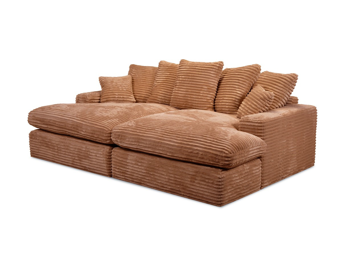 Bobochic Nevada Sofa 3-Sitzer 226 × 150 cm Breitcord weich Ockergelb