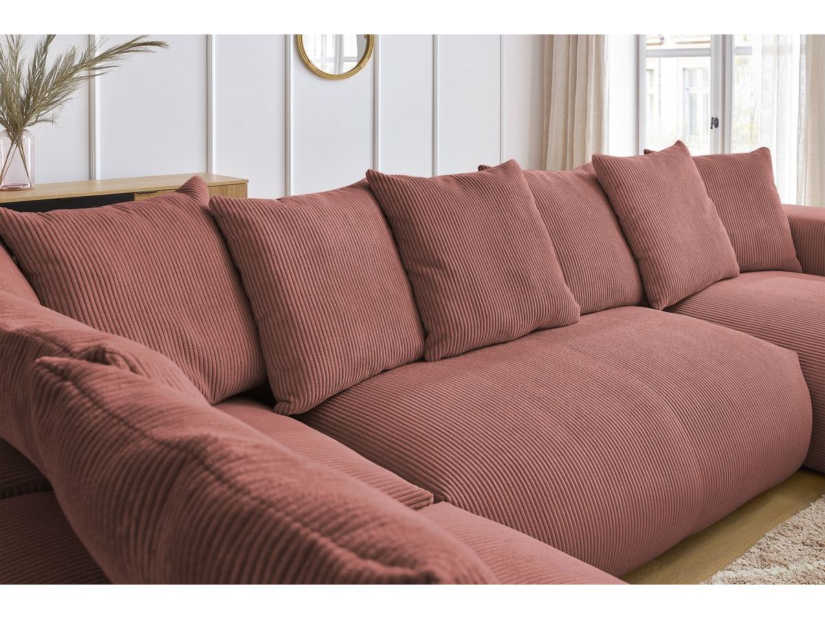 Bobochic Voltaire Wohnlandschaft 356 × 214 cm Cordsamt Rosa Ecke rechts