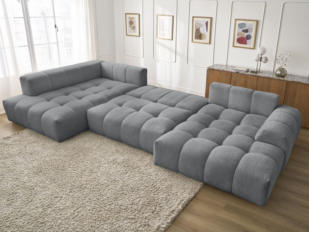 Bobochic Everest Wohnlandschaft, 6 Kissen Melange-Stoff Dunkelgrau Ecke rechts