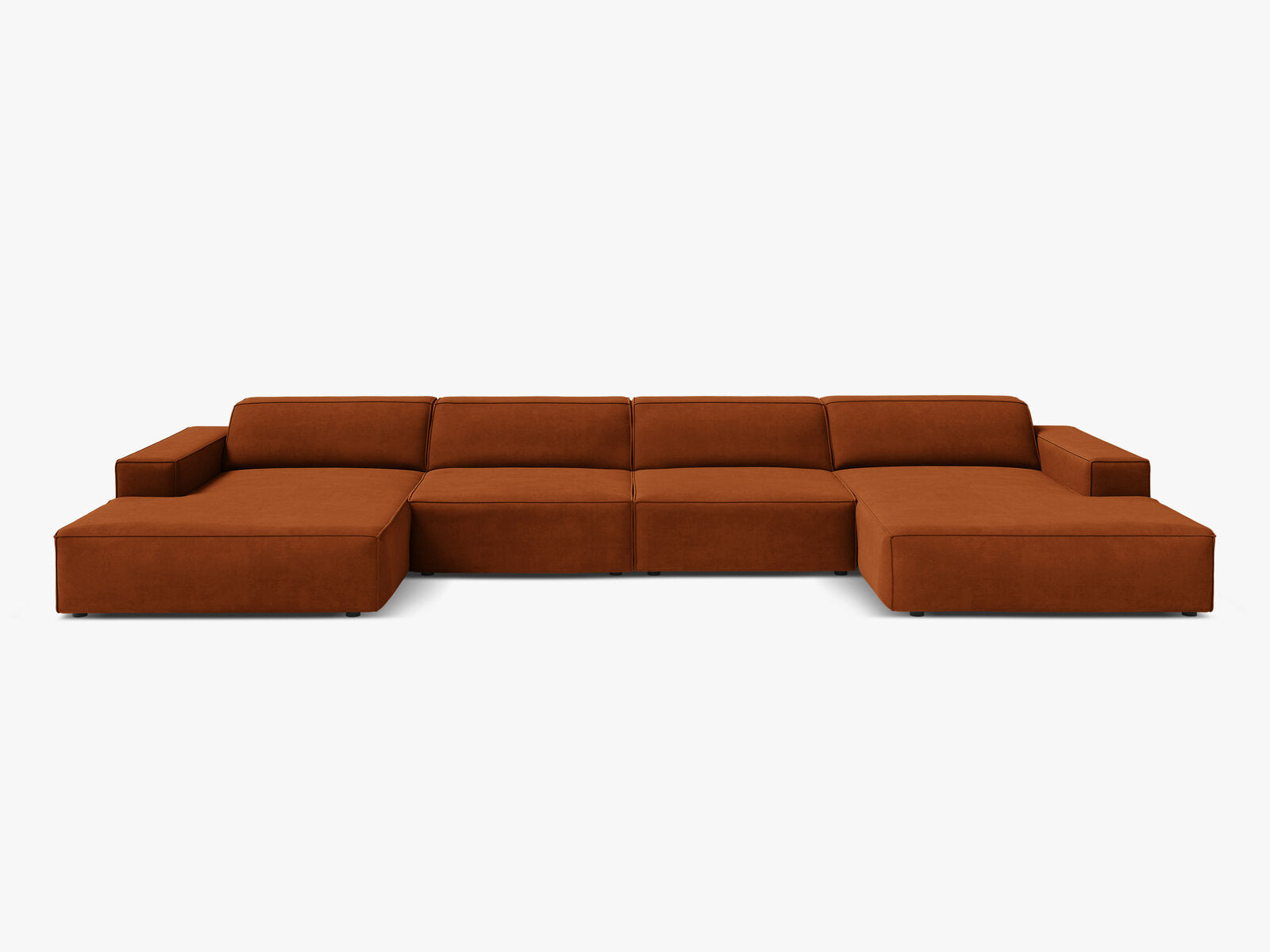 Micadoni Panorama-Sofa Jodie 6-Sitzer Samt Bluvel Terrakotta