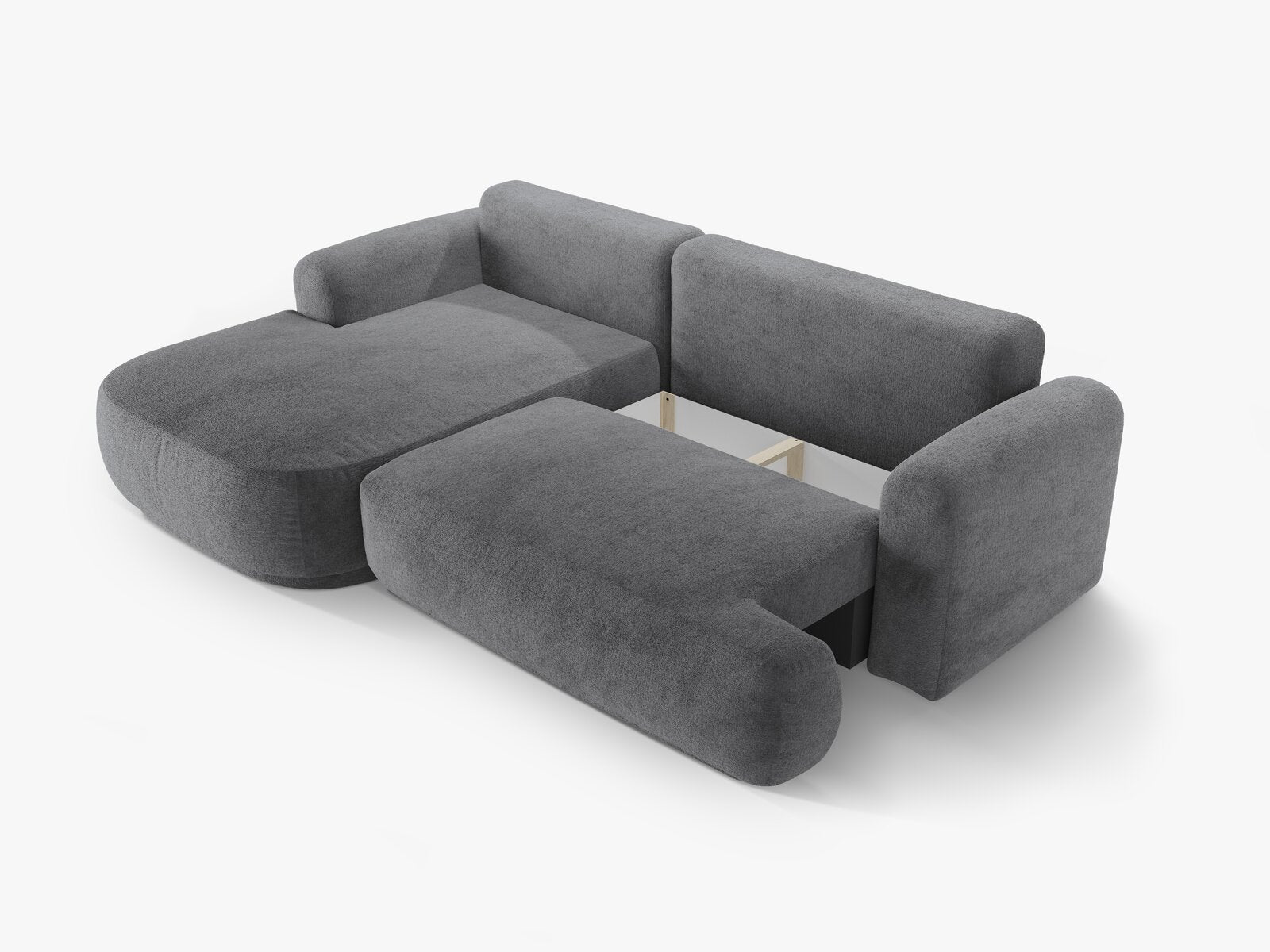 Micadoni Ella Ecksofa mit Bettfunktion und Stauraum Links Strukturierter Stoff Sorella Grau