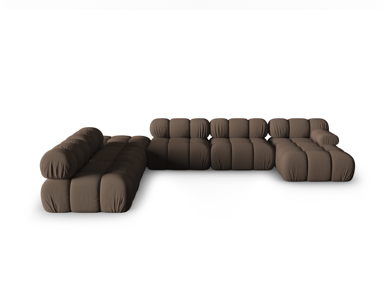Micadoni Modulares Panorama Ecksofa Bellis 7-Sitzer Links 3D-Stoff Sonic Braun