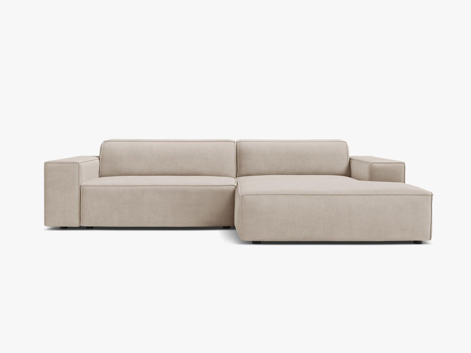 Micadoni Ecksofa Jodie 3-Sitzer Rechts Samt Bluvel Dunkelbeige