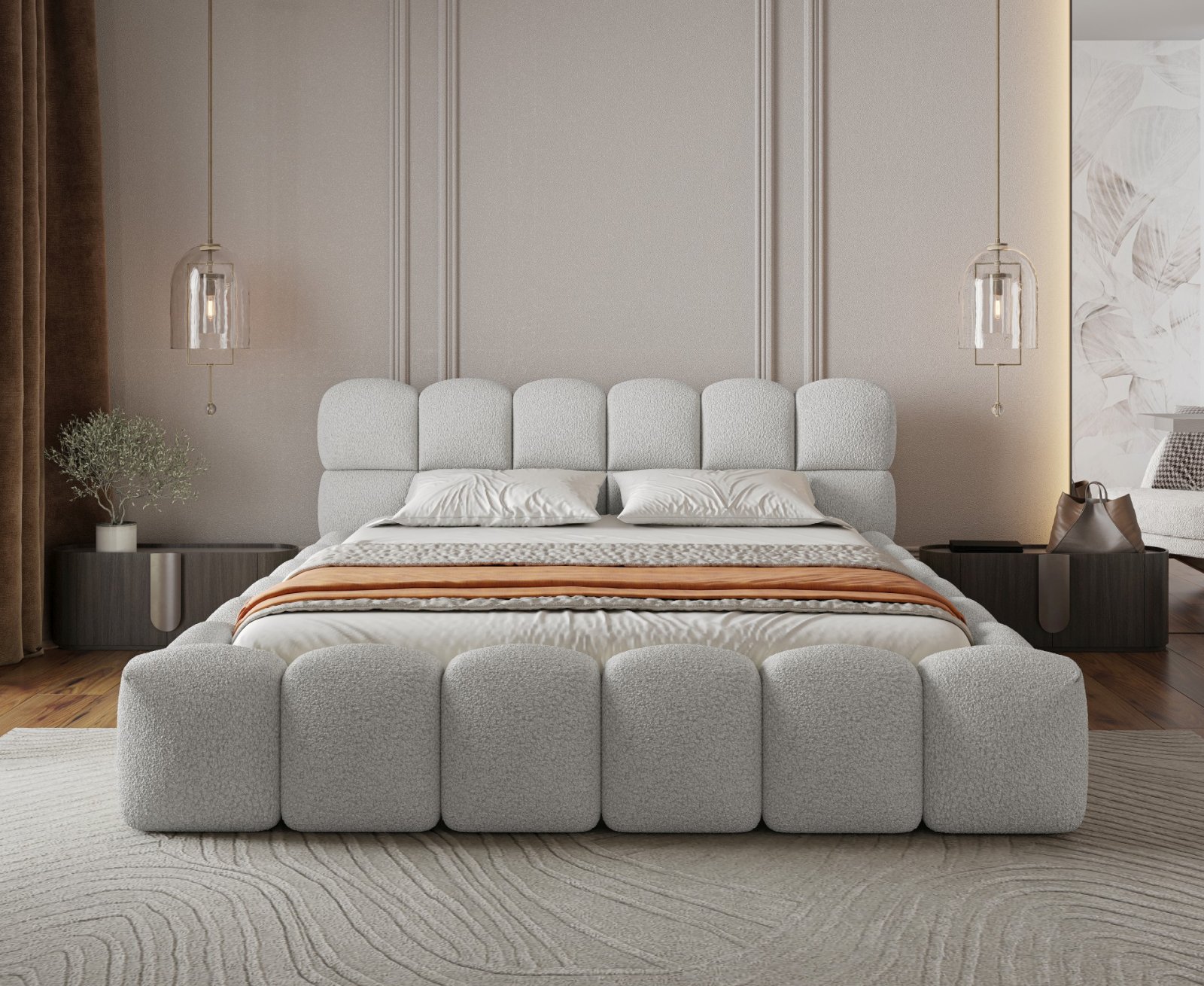Polsterbett Vento-Slim Boucle 140x200 mit Holzrahmen Quelle 01