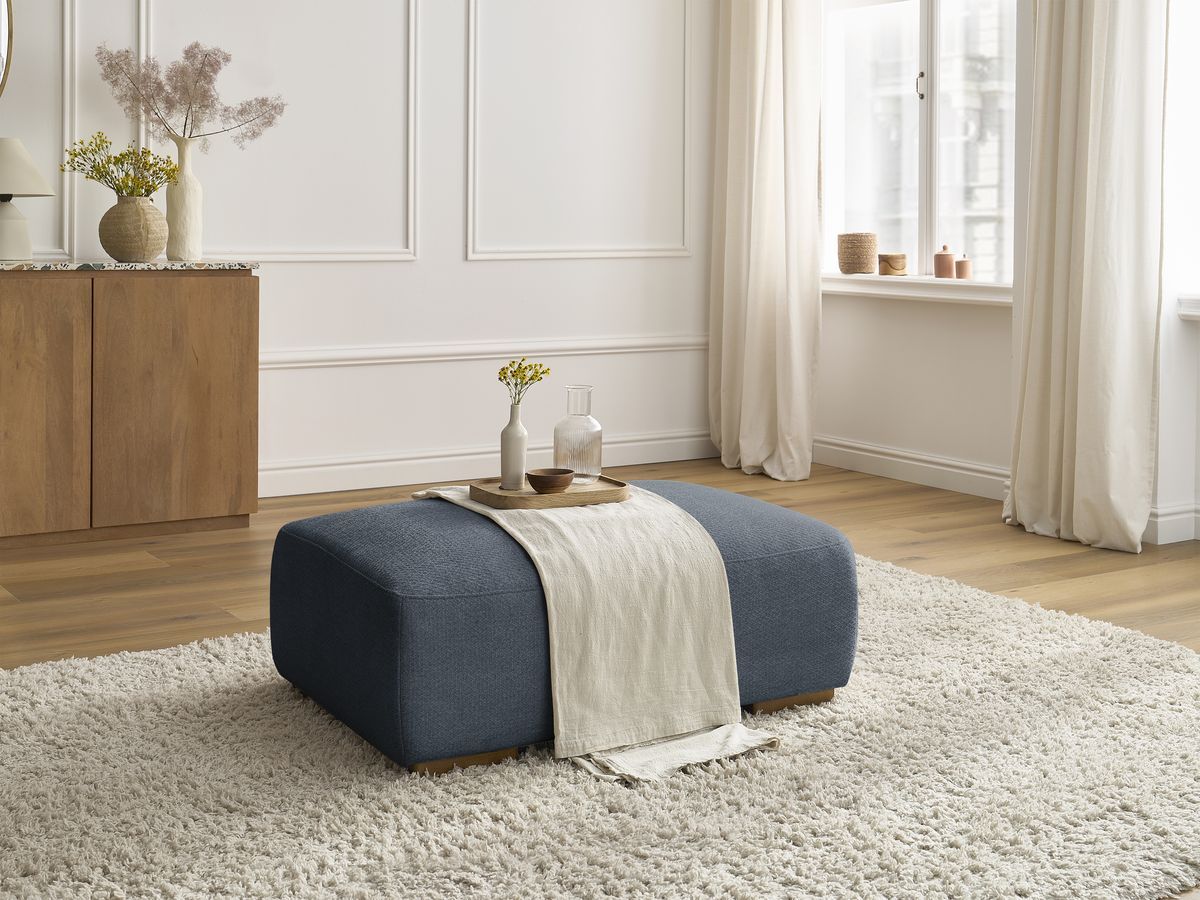Bobochic Sidonie Pouf Melange-Stoff Dunkelblau