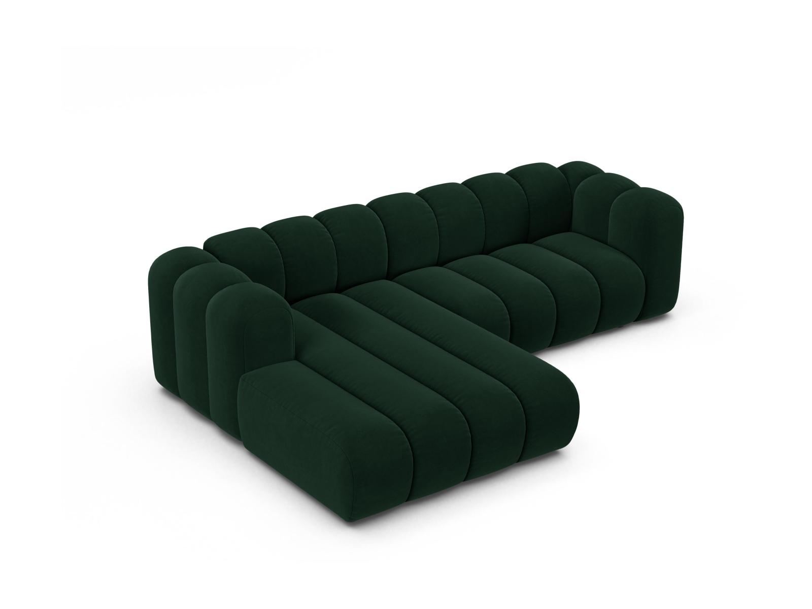 Micadoni Modulares Ecksofa Lupine 4-Sitzer mittelgroß Links Samt Salvador Flaschengrün