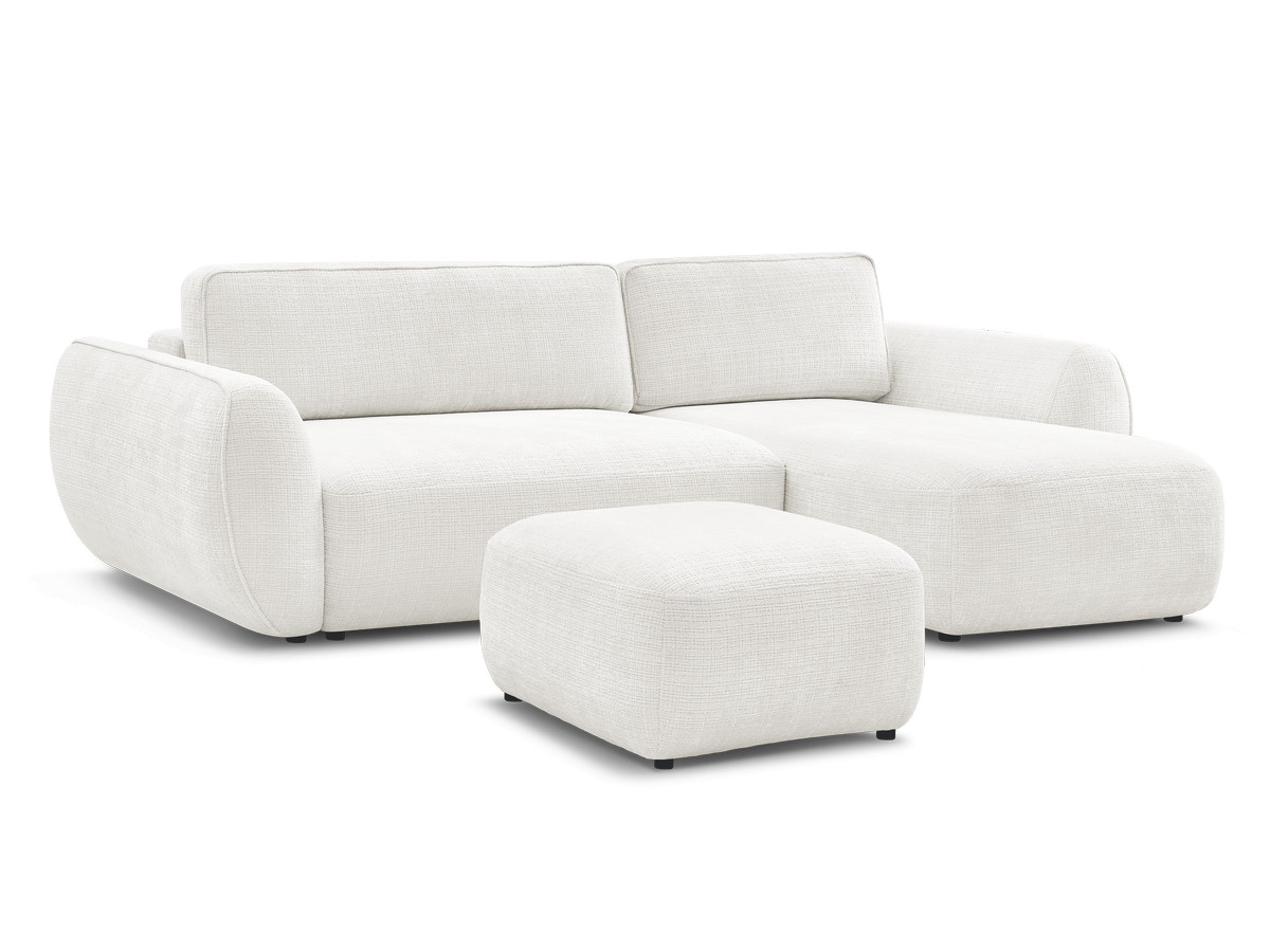 Bobochic Denise Ecksofa mit Schlaffunktion und Bettkasten und Pouf 258 × 160 cm