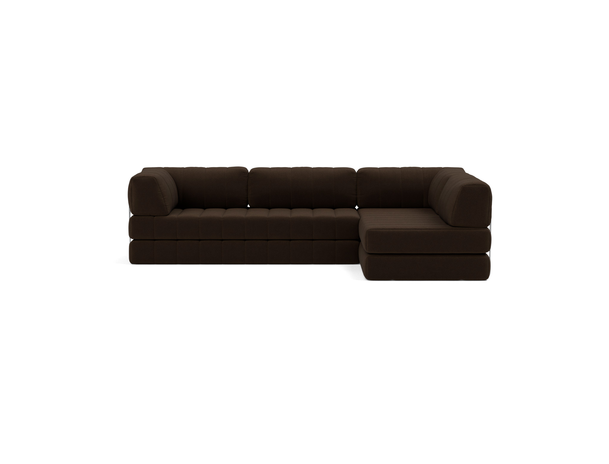Eck-Schlafsofa CozyPad L-Form mit Armlehne Strukturierter Stoff Taura 358-Chocco