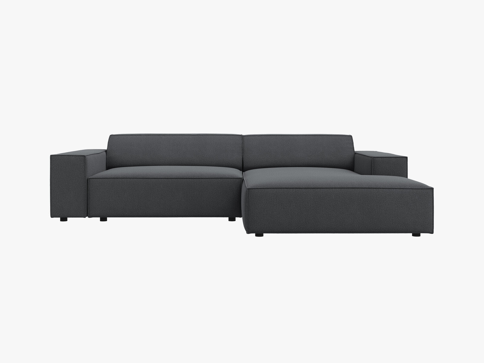 Micadoni Ecksofa Jodie 3-Sitzer Rechts Strukturierter Stoff Megan Dunkelgrau