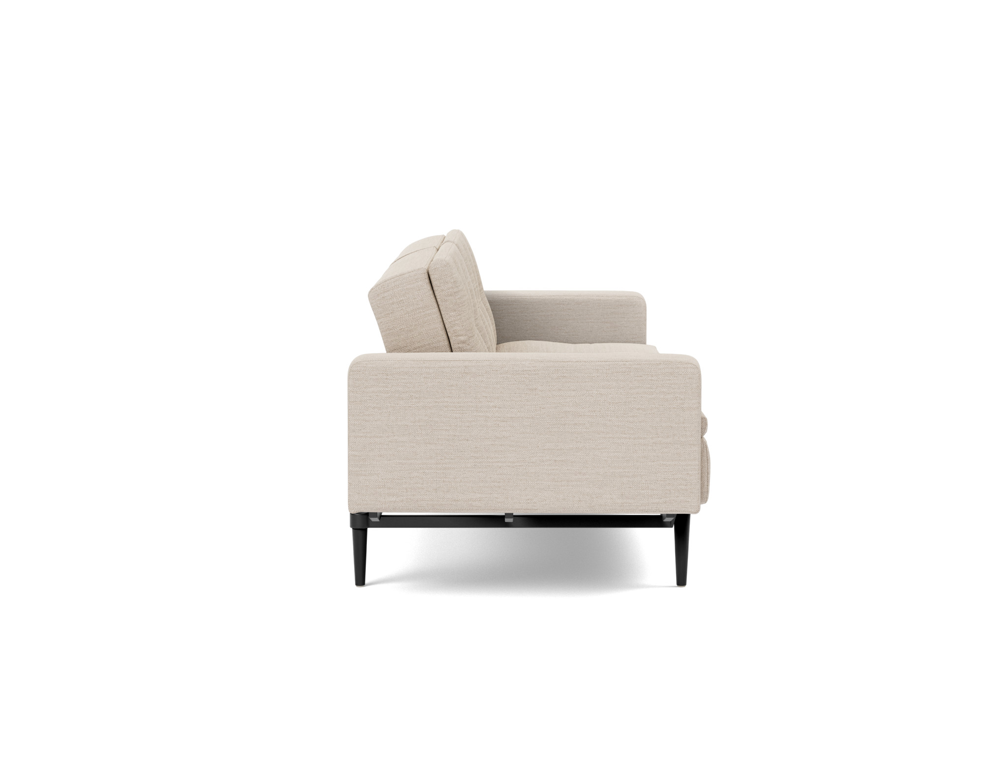 Schlafsofa Dublexo mit Armlehnen Webstoff Blida 612-Sand-Grey Beine Styletto Eiche schwarz