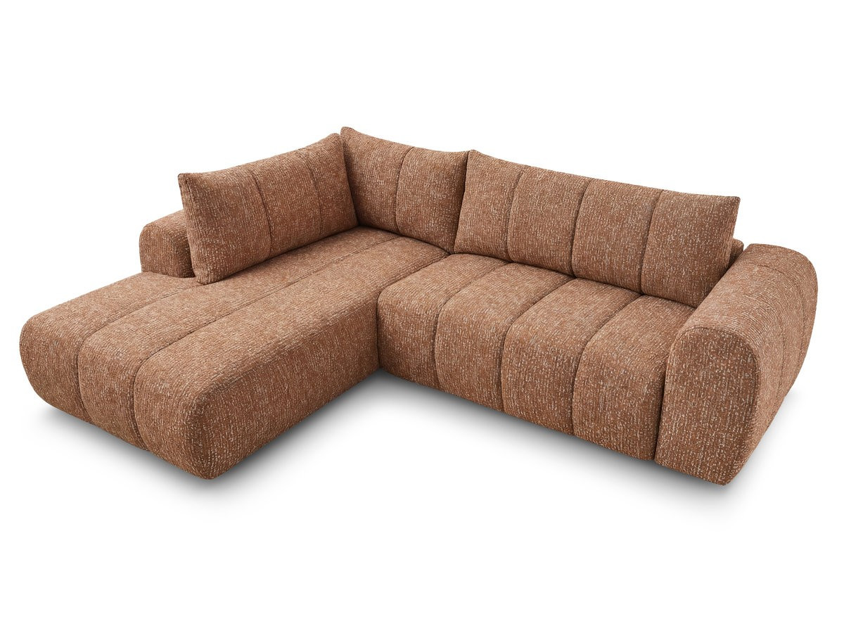 Bobochic Nesty Ecksofa in L-Form, 256 cm Melange-Stoff Orange Ecke links