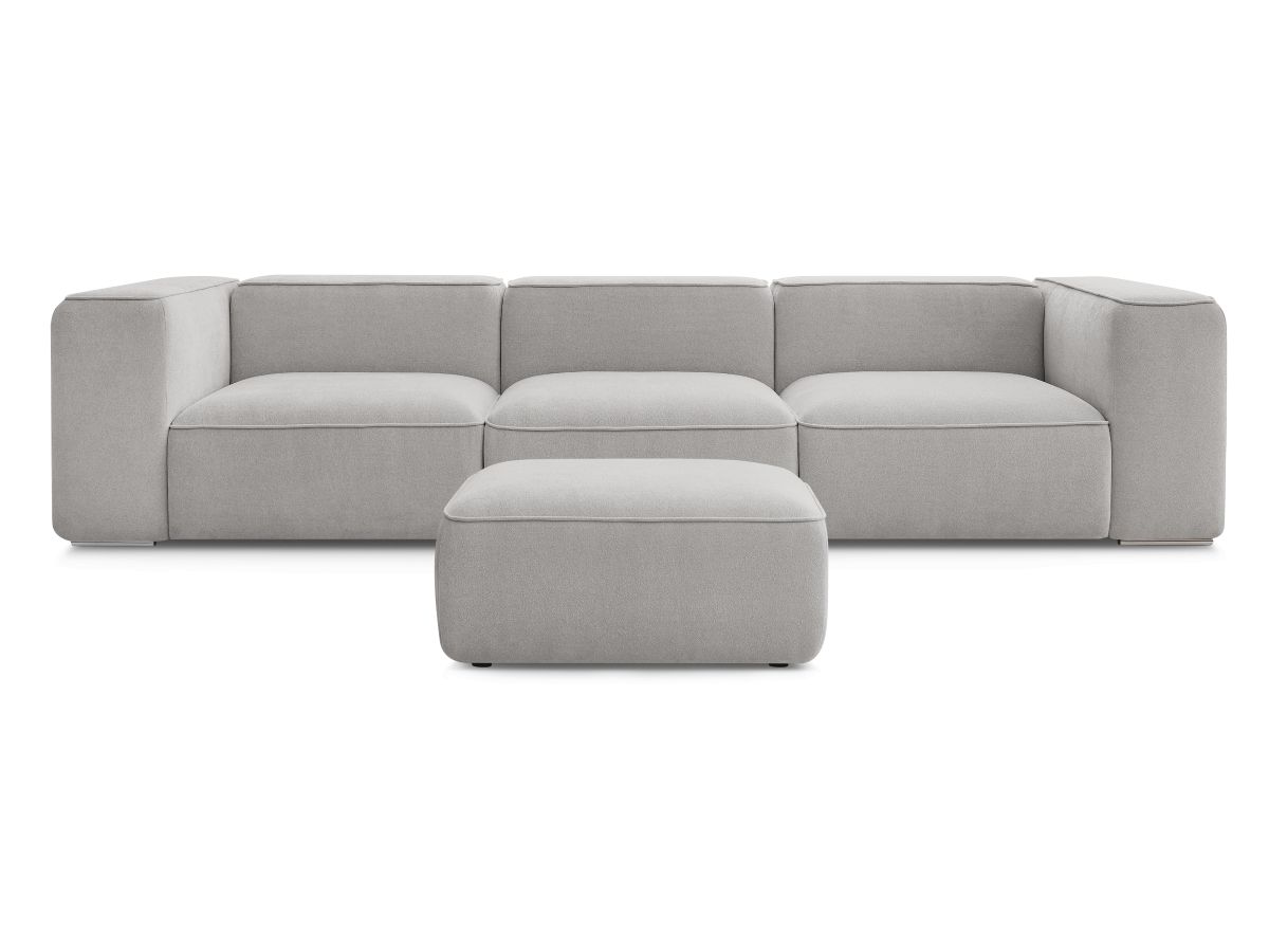 Bobochic Zephyr Sofa 4-Sitzer mit Pouf Strukturstoff Hellgrau
