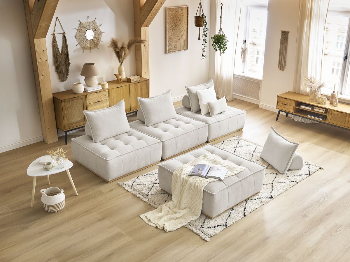 Bobochic Elisa Sofa 4-Sitzer Strukturstoff Weiß