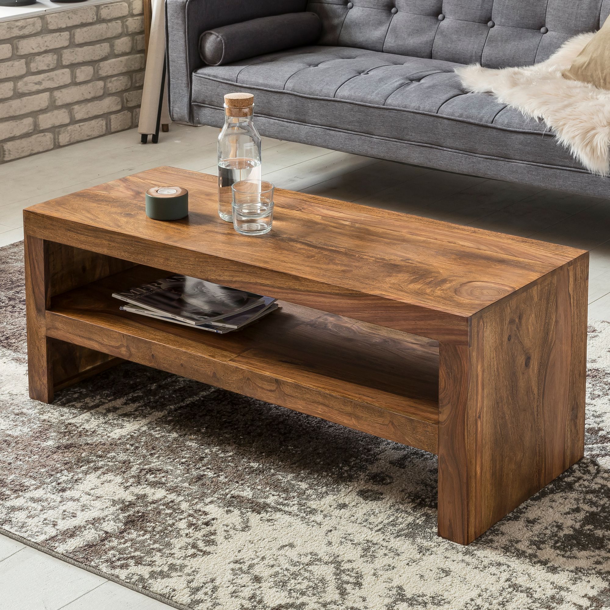 Couchtisch Alesund Massivholz Dunkelbraun 110 × 45 × 45 cm