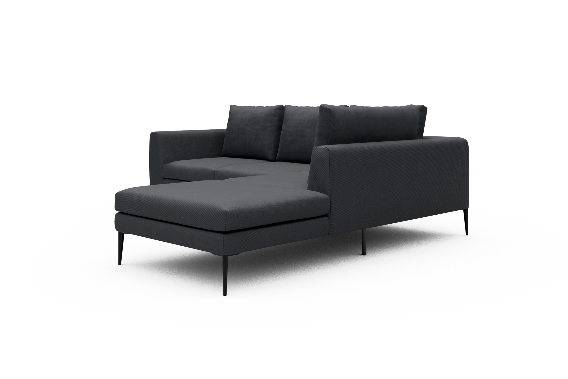 Ecksofa Paul Relax-Ecke rechts mit 2-Sitzer Cordufine-Slate-Grey