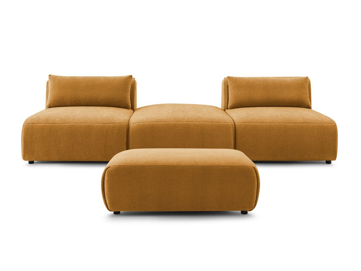Bobochic Jeanne Sofa 4-Sitzer mit Pouf Strukturstoff Gelb