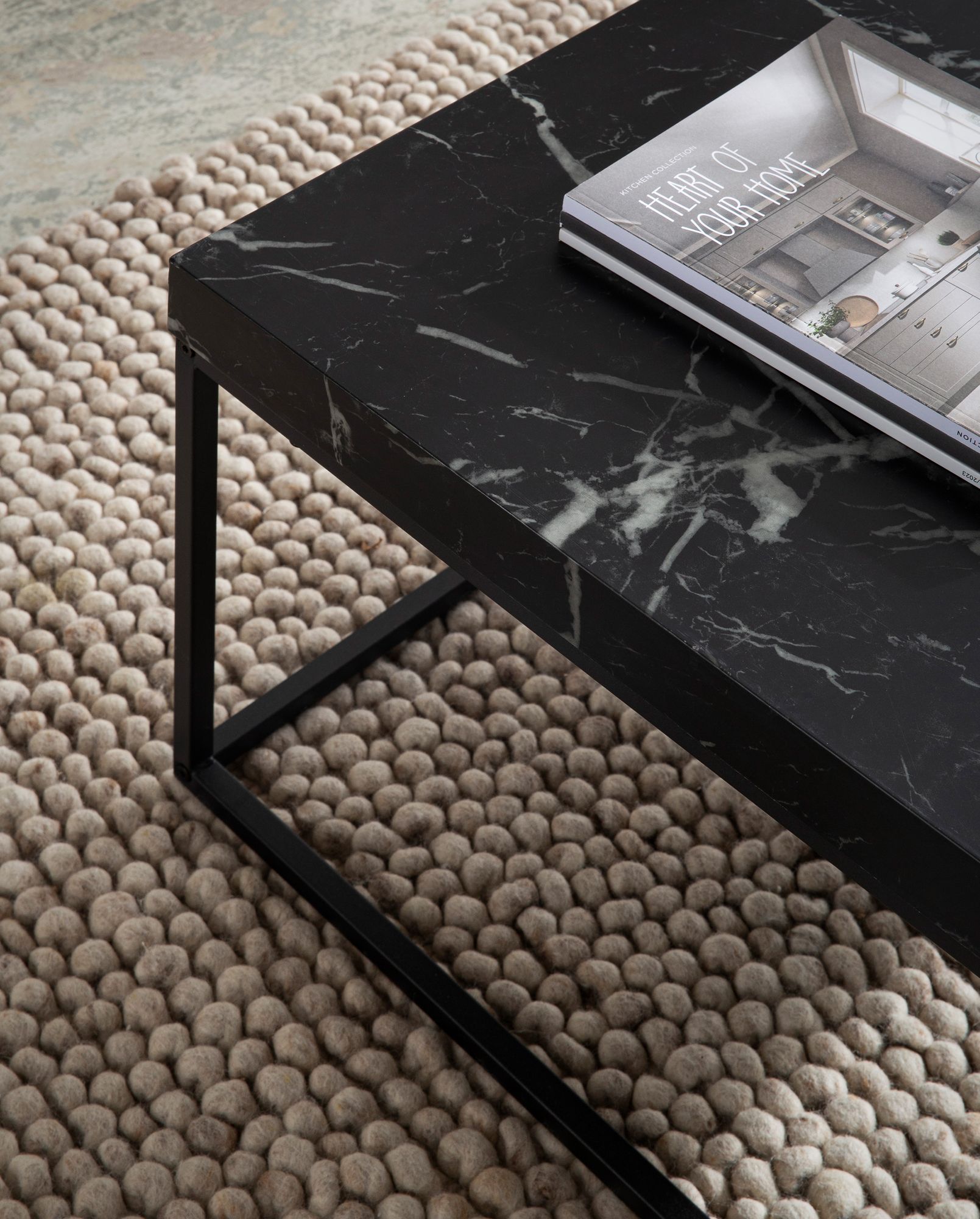 Couchtisch Follebu Marmoroptik Schwarz 60 × 60 × 38 cm