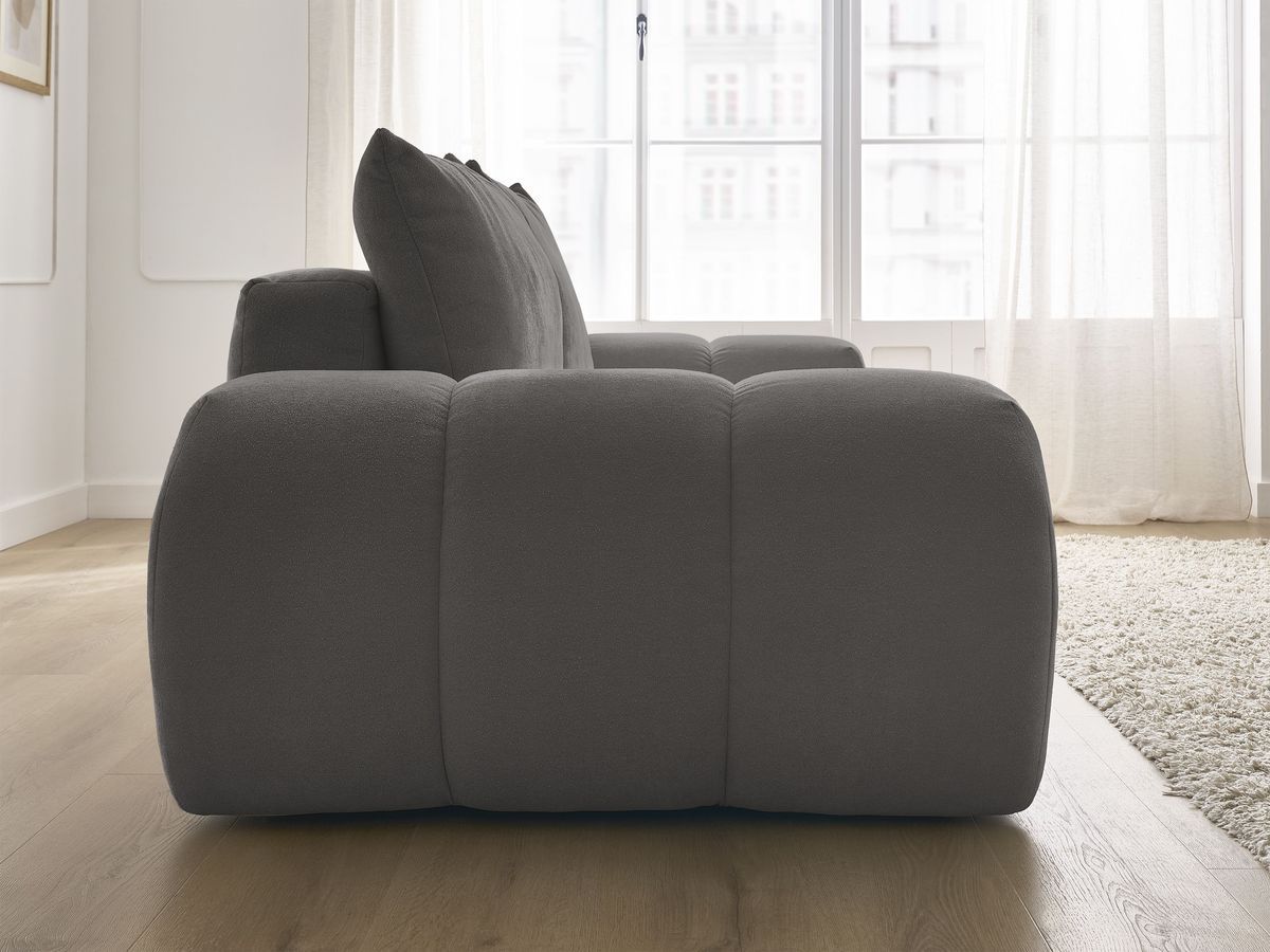 Bobochic Everest Schlafsofa 3-Sitzer mit Bettkasten, 2 Kissen Strukturstoff Dunkelgrau