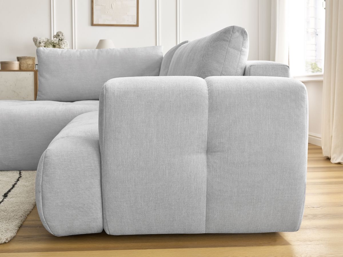Bobochic Fuji Ecksofa mit Schlaffunktion und Bettkasten 282 × 204 cm Stoff Hellgrau Ecke links
