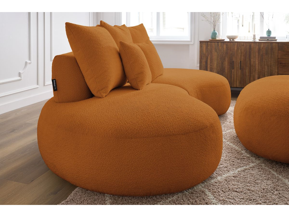 Bobochic Saint-germain Sofa 5-Sitzer mit Pouf Bouclé-Stoff Gelb