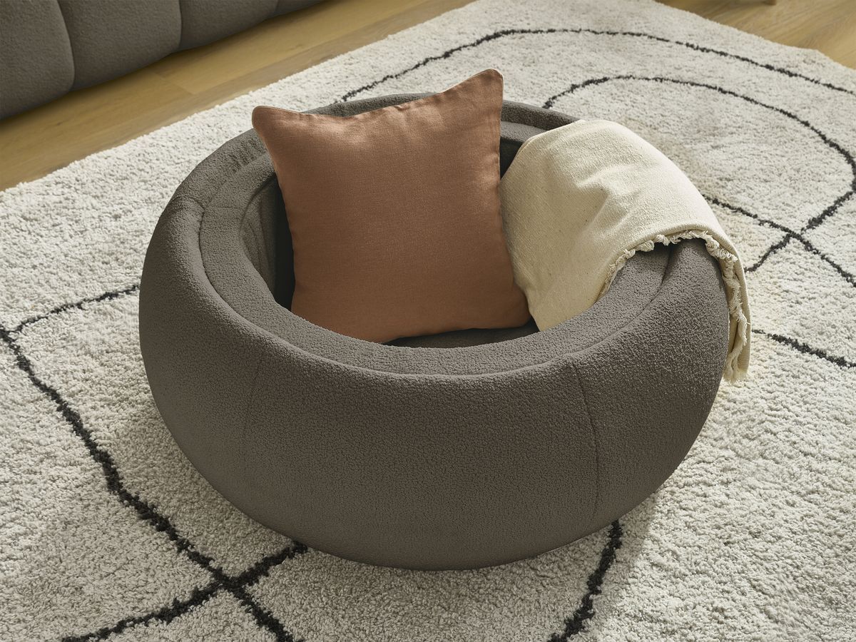 Bobochic Hayden Sofa 3-Sitzer mit Pouf 256 × 107 cm Bouclé-Stoff Braun