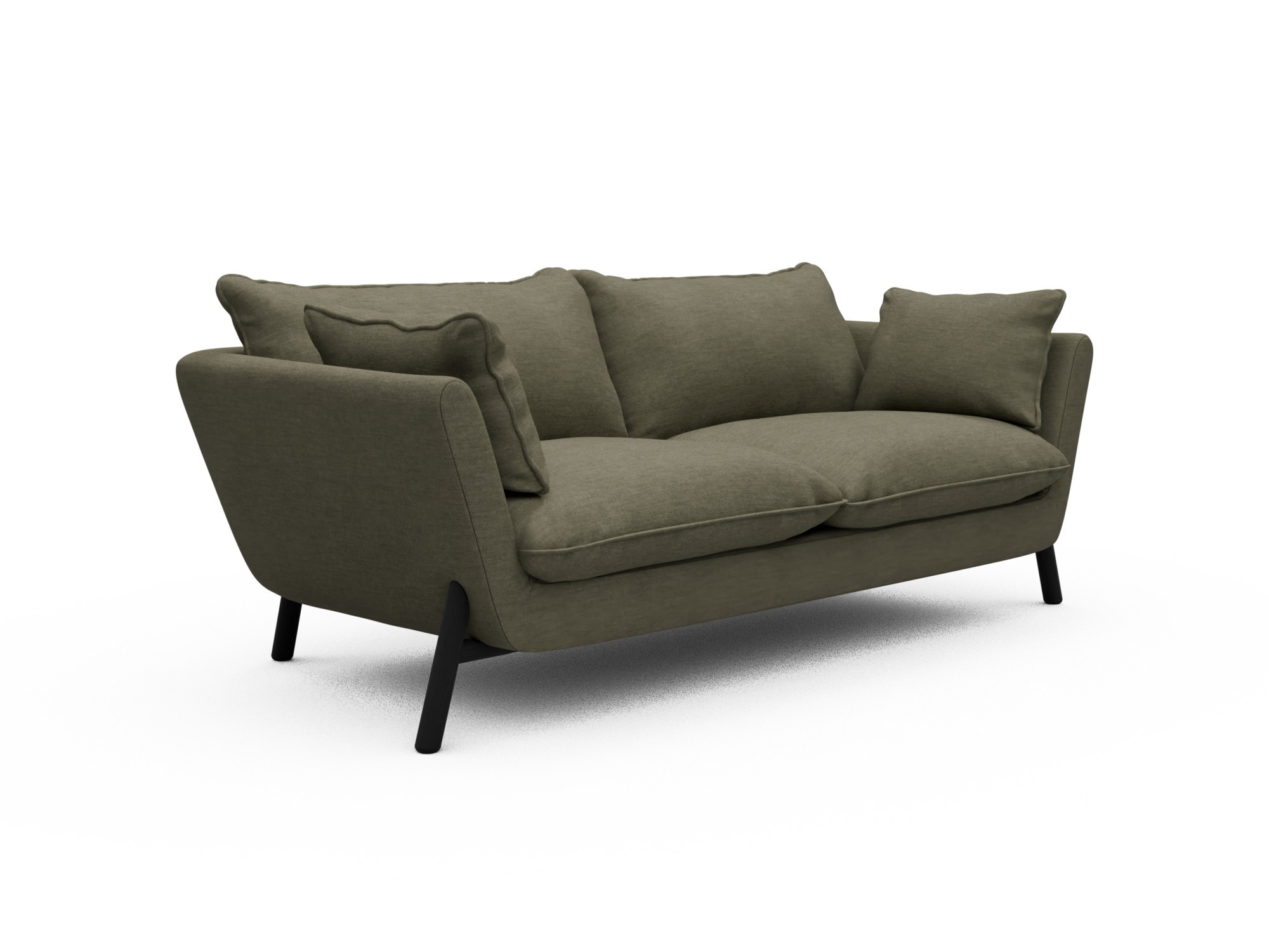 Skandi Home Sofa Emil Soft 2-Sitzer Beinfarbe Eiche Schwarz Vivus-Dusty-Olive moebelfaktor