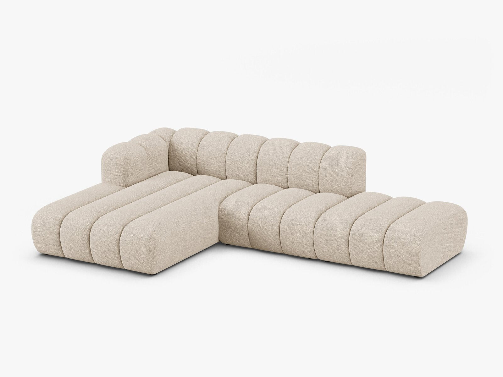 Micadoni Modulares Ecksofa offen Lupine 5-Sitzer Links Boucle Baloo Beige