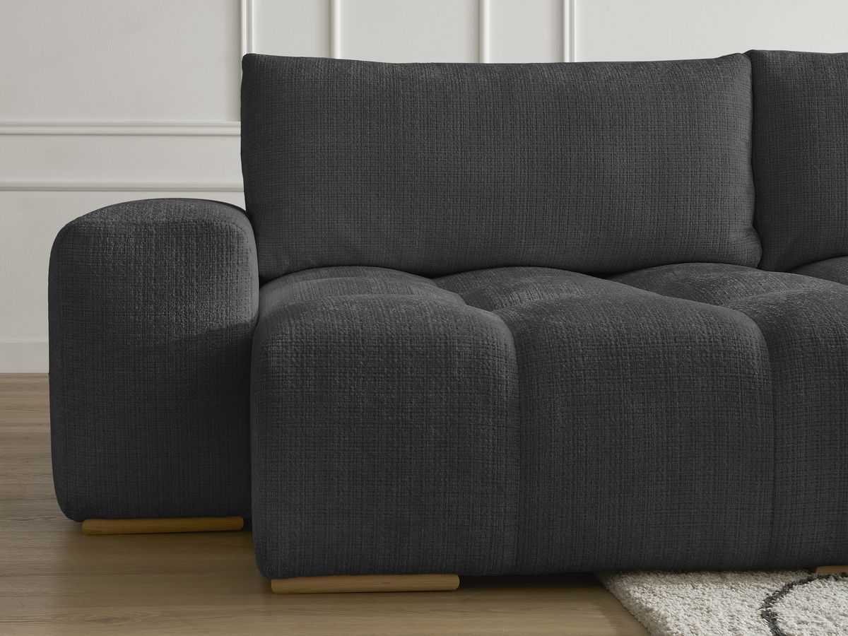 Bobochic Anakin Wohnlandschaft, Liegefläche 137 × 382 cm, 3 Kissen Strukturstoff Schwarz