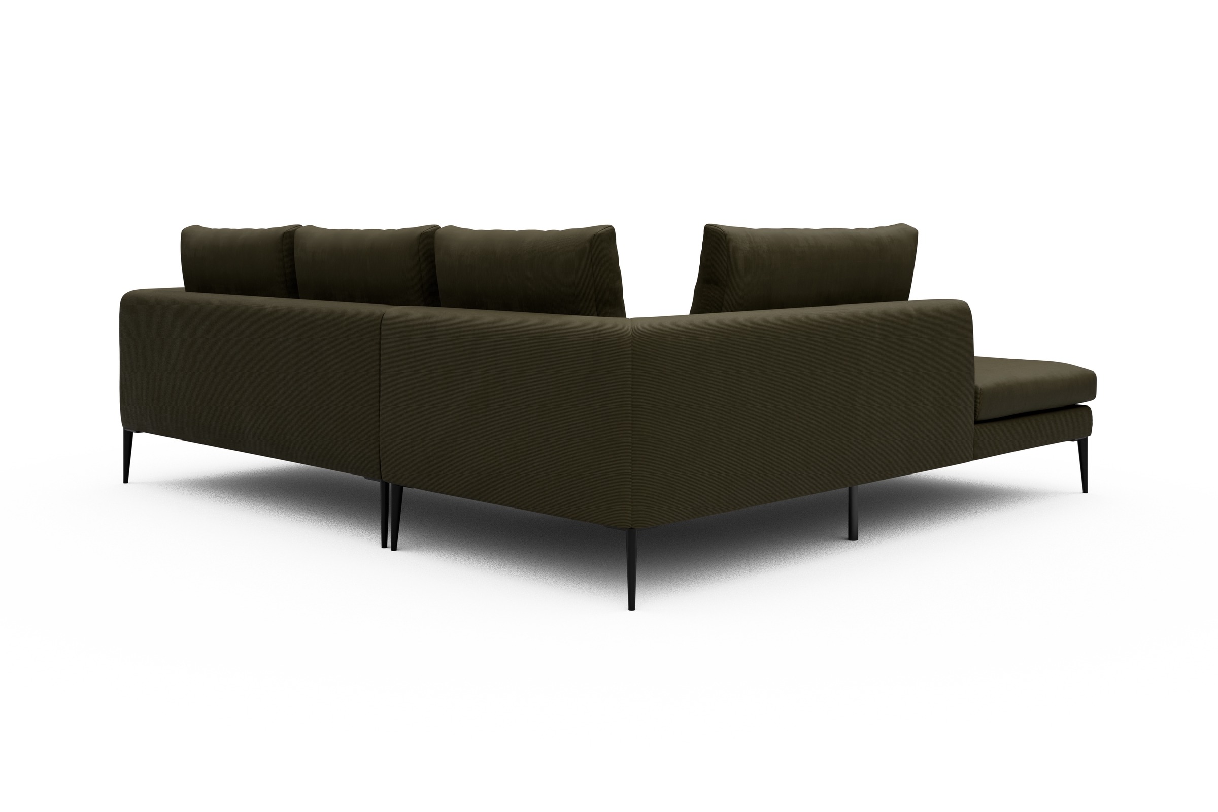 Ecksofa Paul Relax-Ecke links mit 2-Sitzer Cordufine-Pine-Green