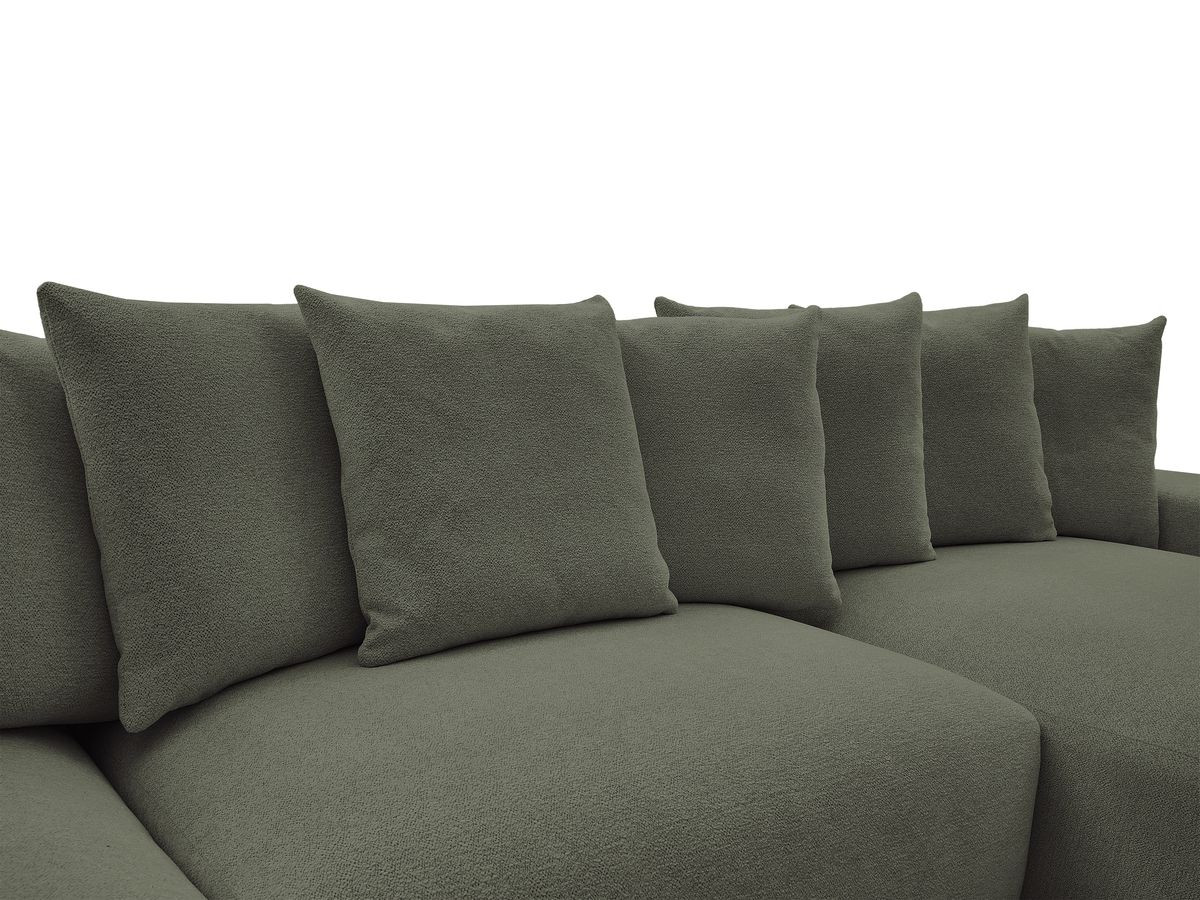 Bobochic Voltaire Wohnlandschaft mit Pouf 420 × 174 cm, Liegefläche 135 × 345 cm Melange-Stoff Grün