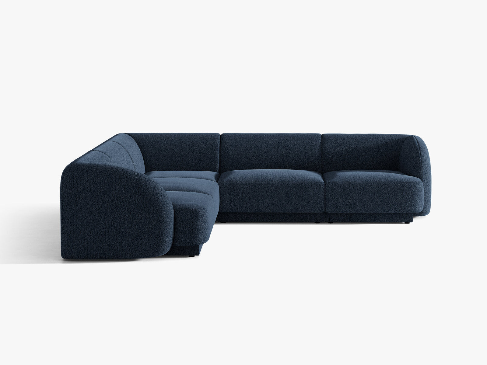 Micadoni 5-Sitzer Symmetrisches Ecksofa Miley Boucle Baloo Dunkelblau