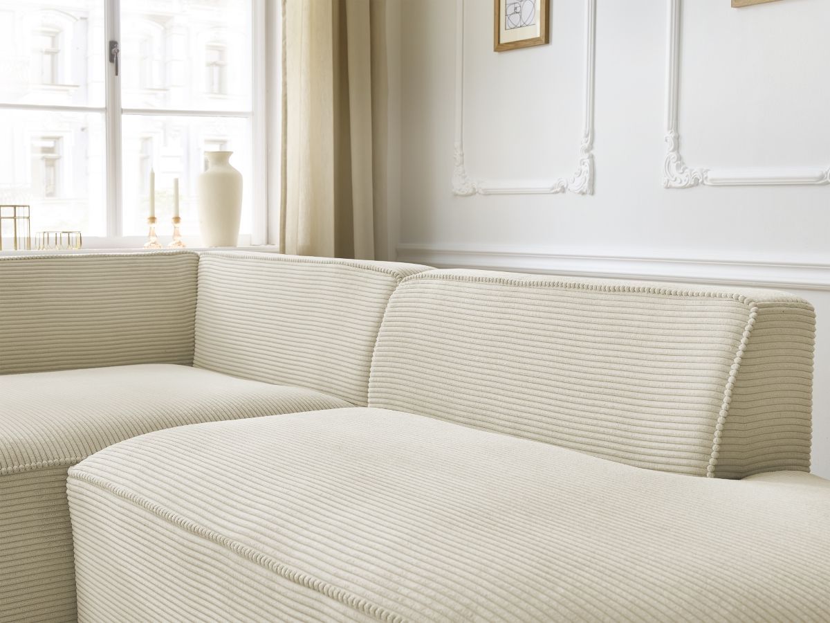 Bobochic Rousseau Ecksofa Cordsamt Beige Ecke links