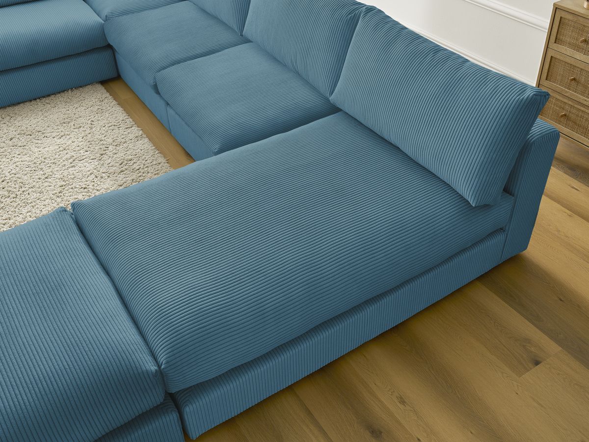 Bobochic Paris Ecksofa mit Pouf 369 × 167 cm Cordsamt Hellblau