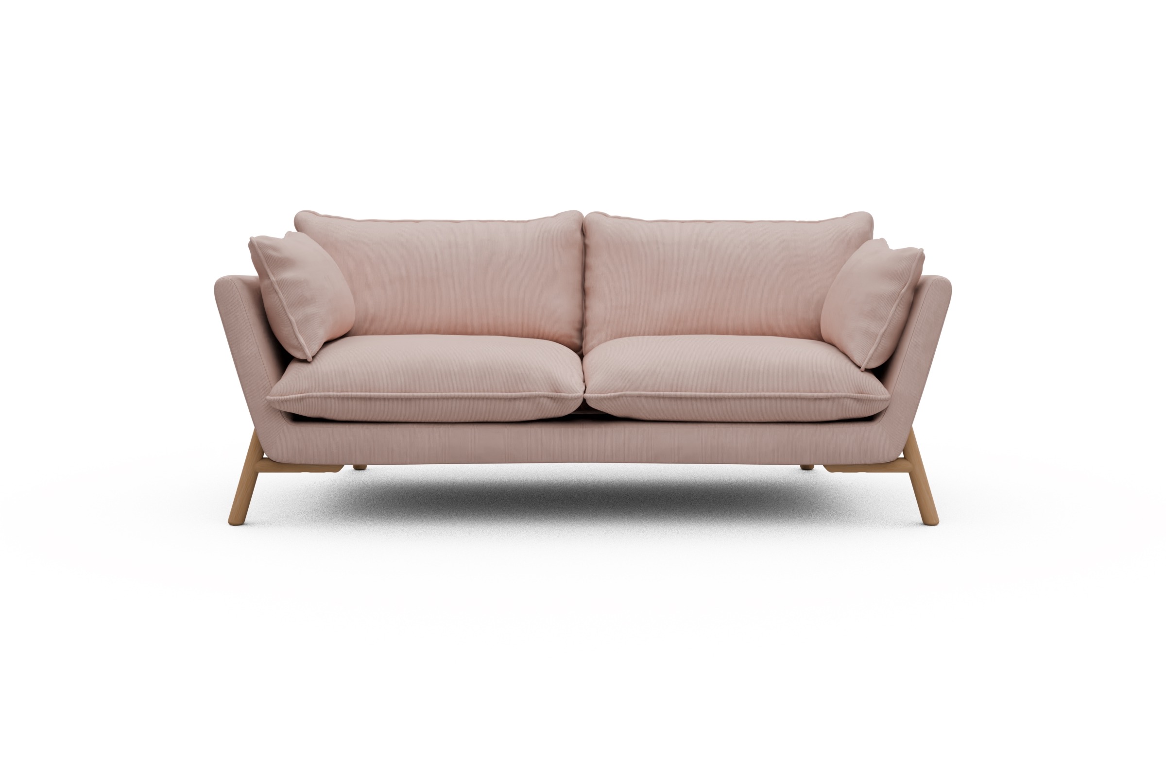 Skandi Home Sofa Emil PREMIUM 2-Sitzer Beinfarbe Eiche Natur Cordufine-Blush moebelfaktor