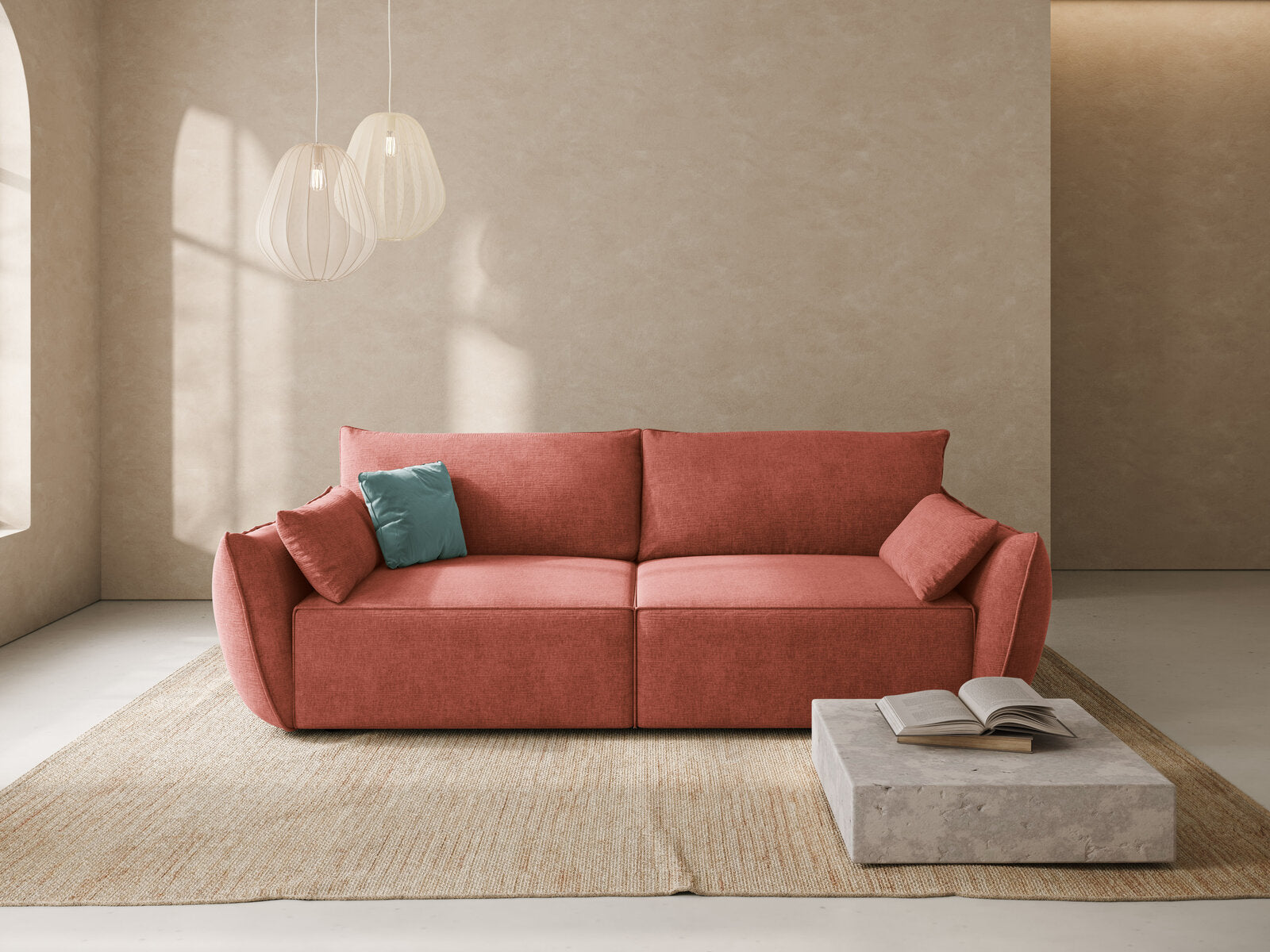Micadoni Kaelle Schlafsofa 3-Sitzer mit Bettkasten Chenille Over The Horizon Terrakotta