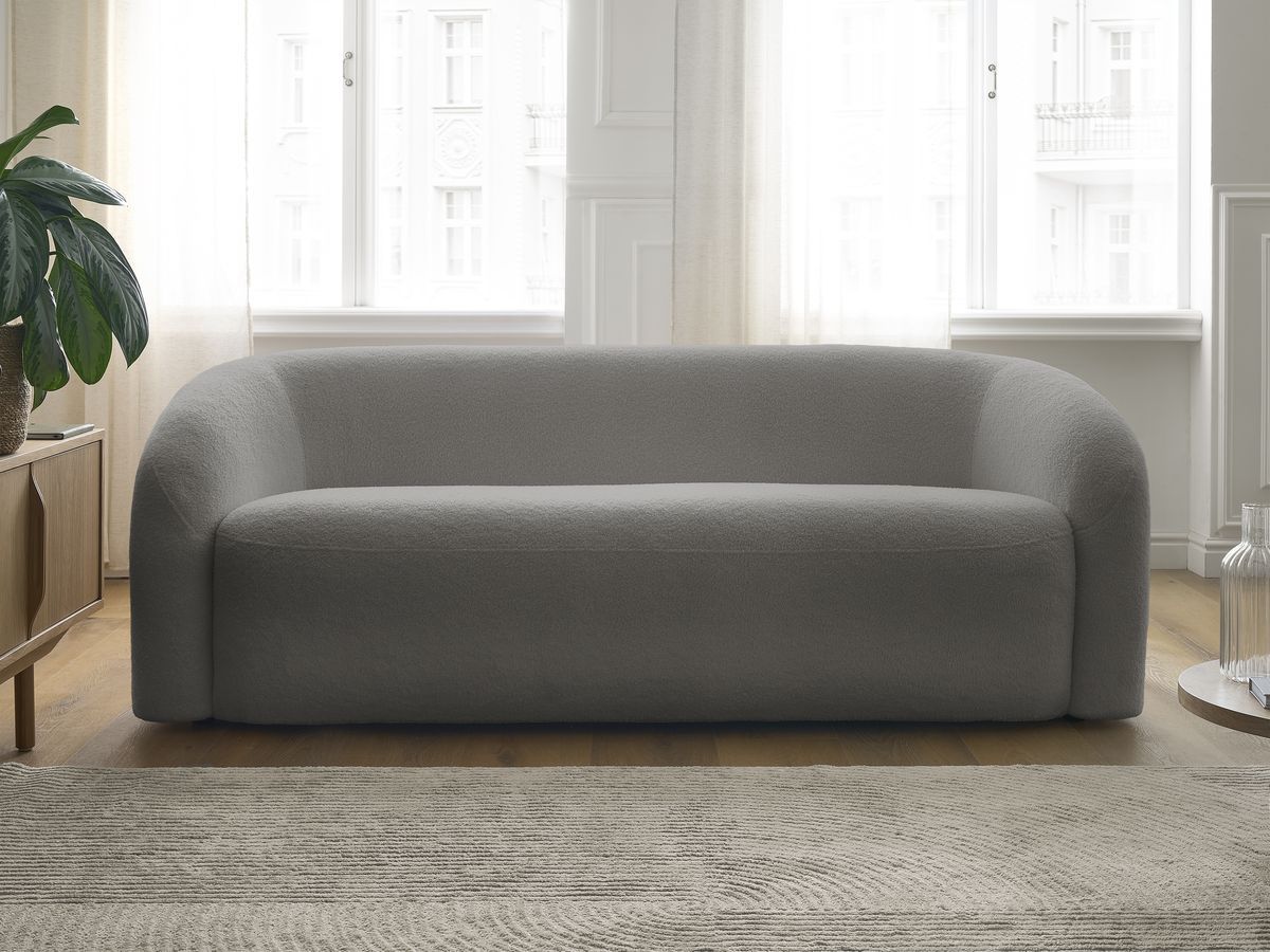 Bobochic Elina Sofa 3-Sitzer Bouclé-Stoff Dunkelgrau