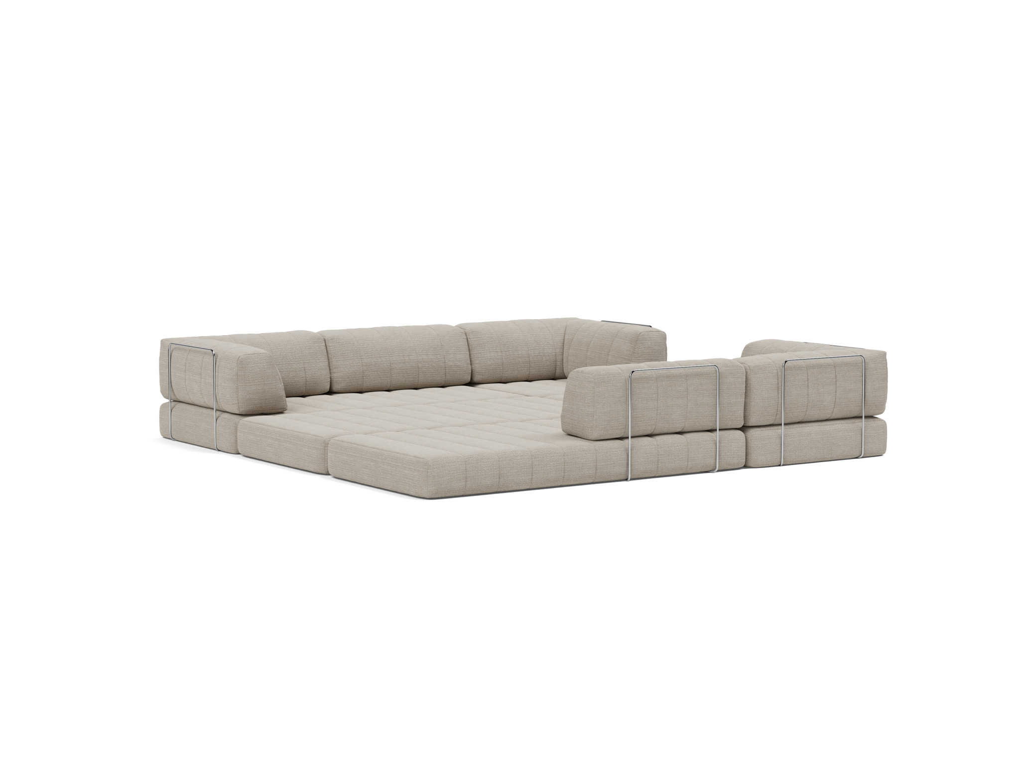 Eck-Schlafsofa CozyPad mit Armlehnen Strukturierter Stoff Kenya 579-Gravel